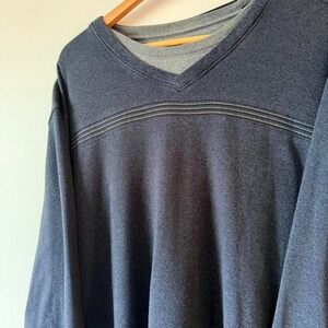 Boxy Minimalist V-Neck Long Sleeve Double Layer Thermal Shirt Oversized Fit